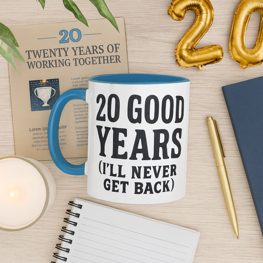 20 year work anniversary funny mug, Funny 20 year work anniversary gifts, 20 years of service gift, Happy 20 year work anniversary funny mug